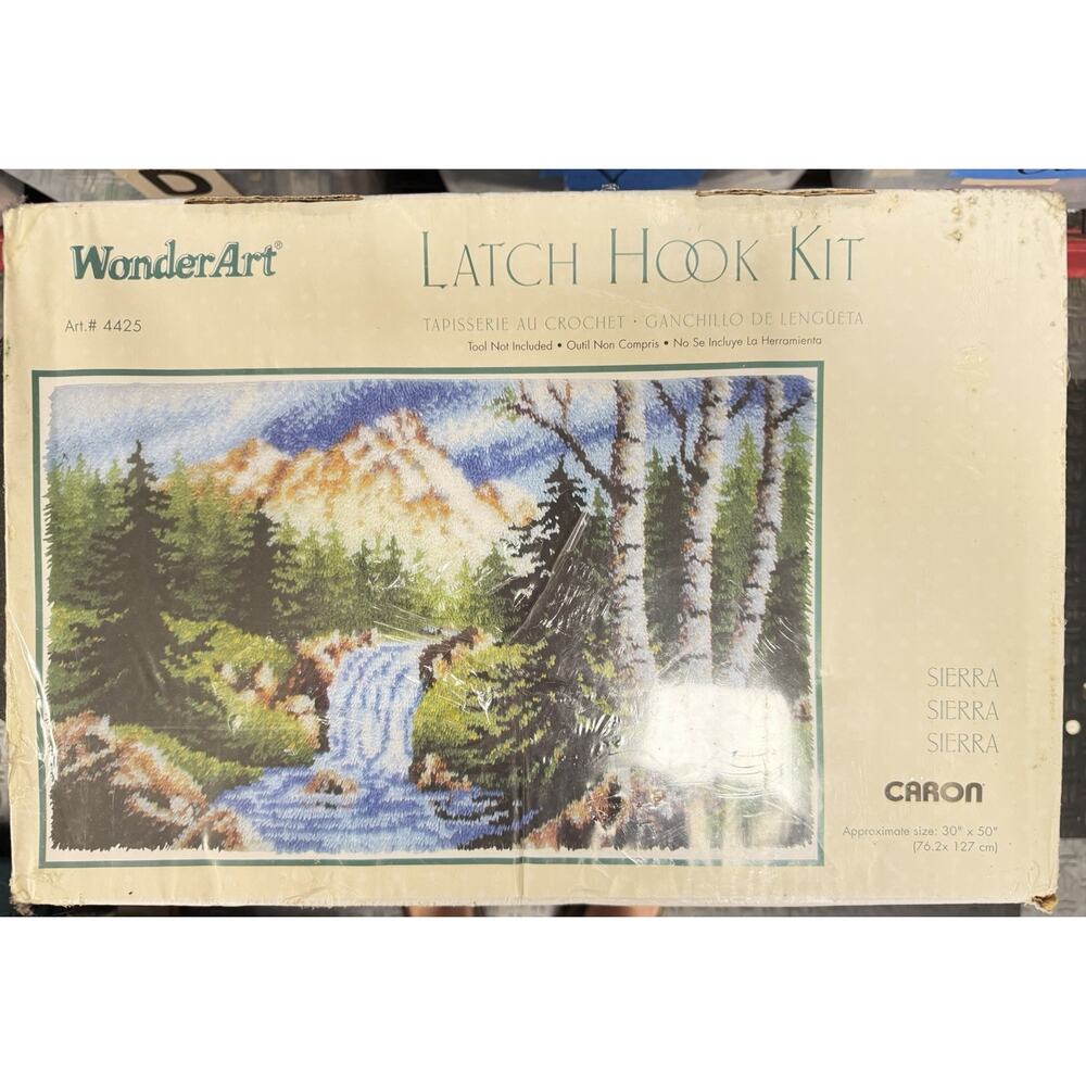 WonderArt Latch Hook Kit #4425 Sierra 30x50 Mountains Waterfall Nature Caron